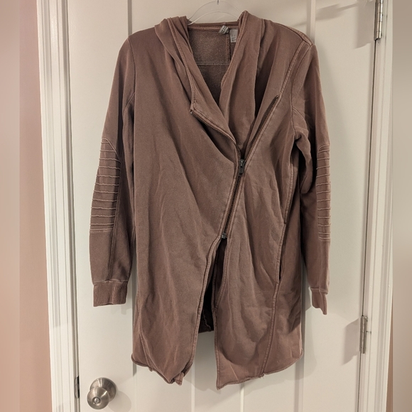 Divided Jackets & Blazers - H&M Divided Mauve Moto Style Longline Zip Hoodie Jacket